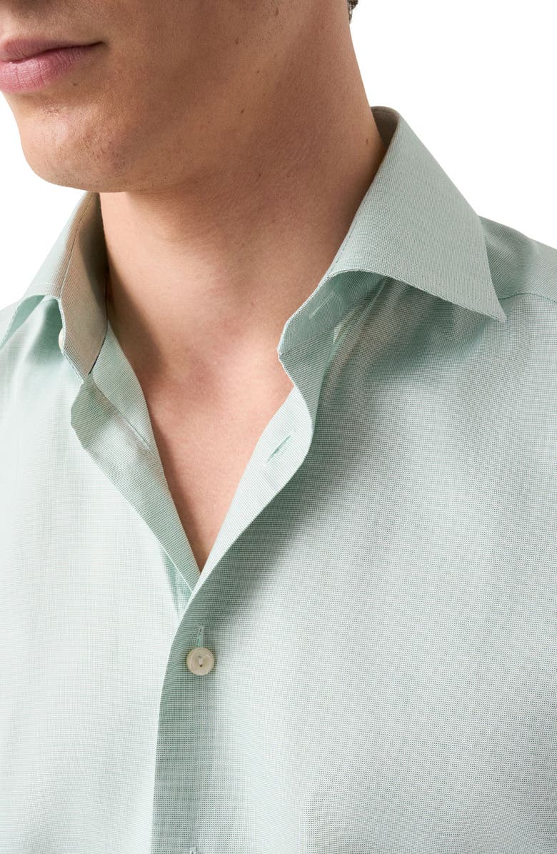 Eton Contemporary Fit Solid Green Cotton Dobby Dress Shirt, Alternate, color, Medium Green