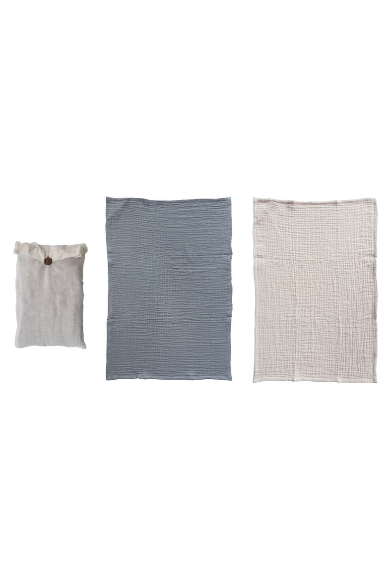 Cotton Double Cloth Tea Towels, Set of 2 in Bag, Main, color, Black