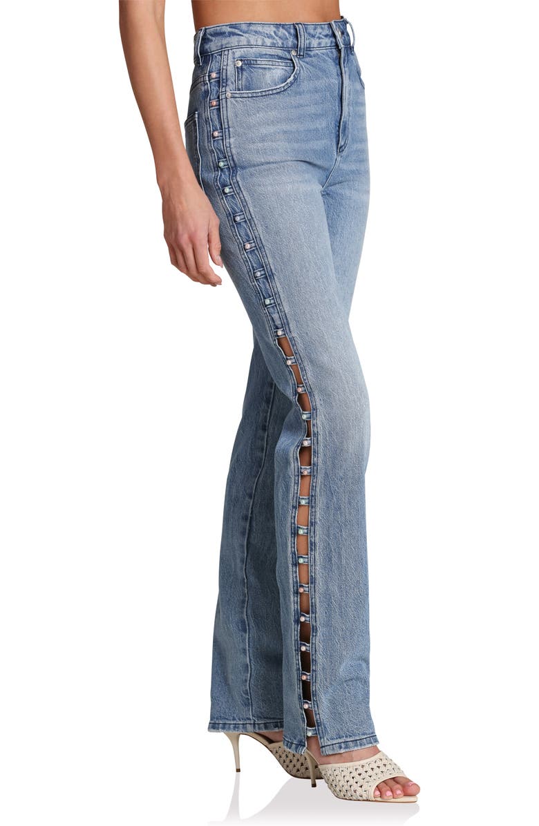 Avec Les Filles Embellished Straight Leg Jeans, Alternate, color, Seine Wash