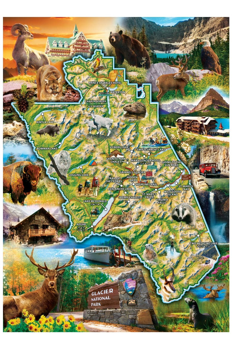 Glacier National Park 1000 Piece Puzzle, Alternate, color, Multicolor