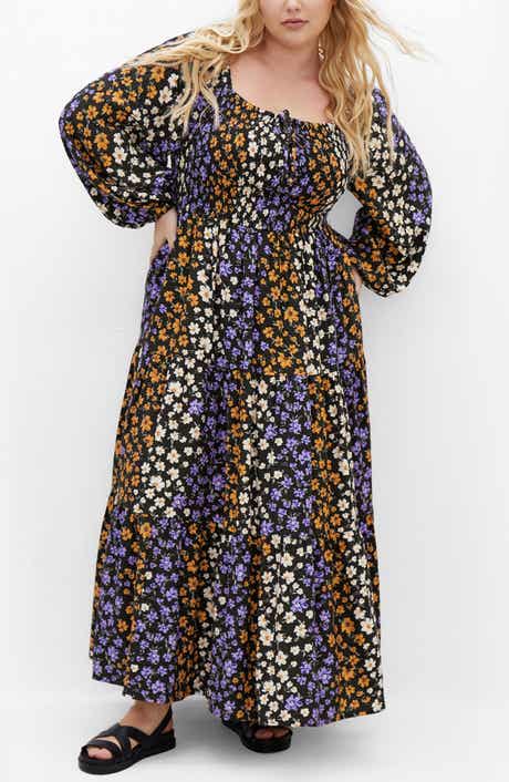 City Chic Alivia Floral Long Sleeve Tiered Maxi Dress