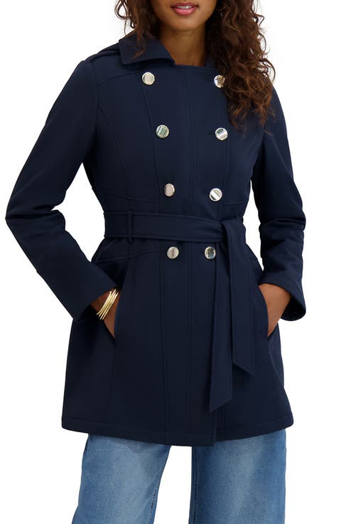 Hooded Double Breasted Soft Shell Jacket