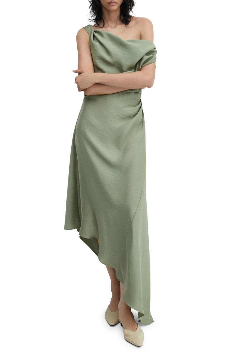 MANGO Laila Draped One-Shoulder Midi Dress, Main, color, 