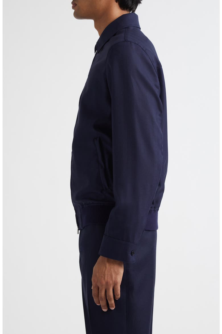 Spread Collar Wool Twill Bomber Jacket, Alternate, color, NAVY