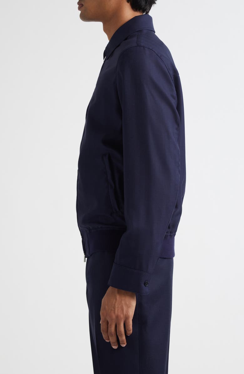Thom Sweeney Spread Collar Wool Twill Bomber Jacket, Alternate, color, Navy