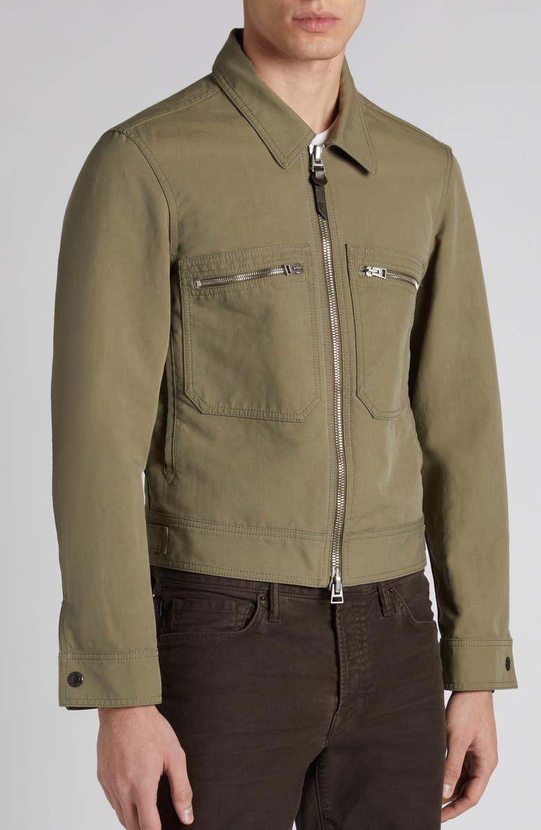 TOM FORD Cotton Trucker Jacket, Alternate, color, Fg195 Olive