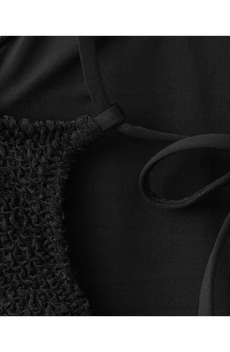 MANGO Textured One-Piece Swimsuit, Alternate, color, Black