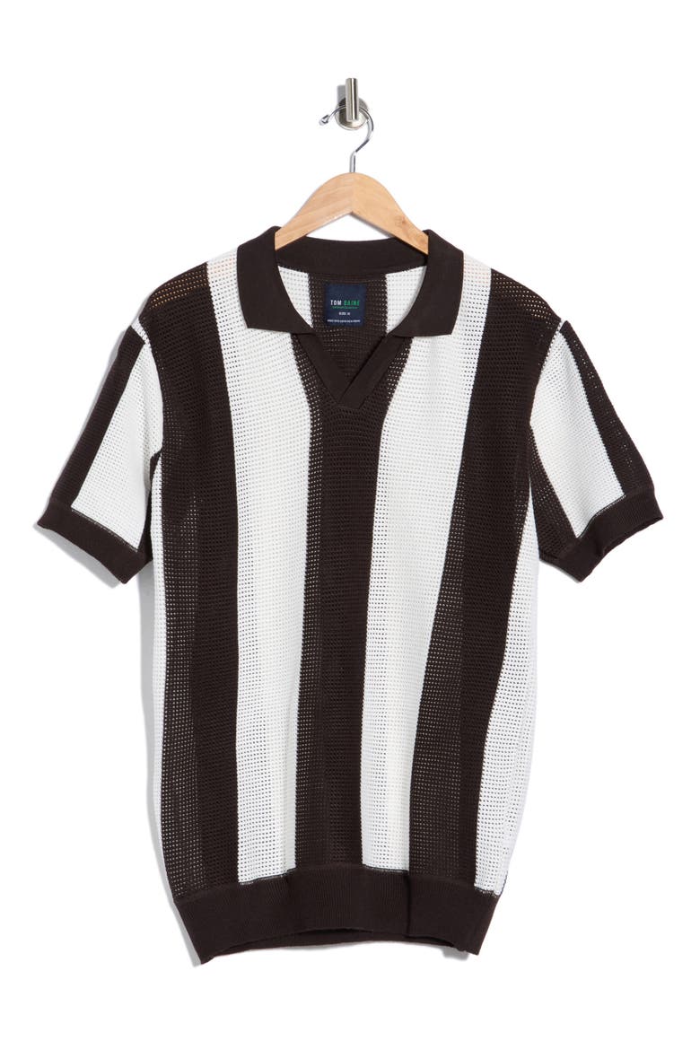 Johnny Collar Short Sleeve Knit Sweater, Alternate, color, BLACK