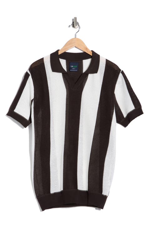 Johnny Collar Short Sleeve Knit Sweater