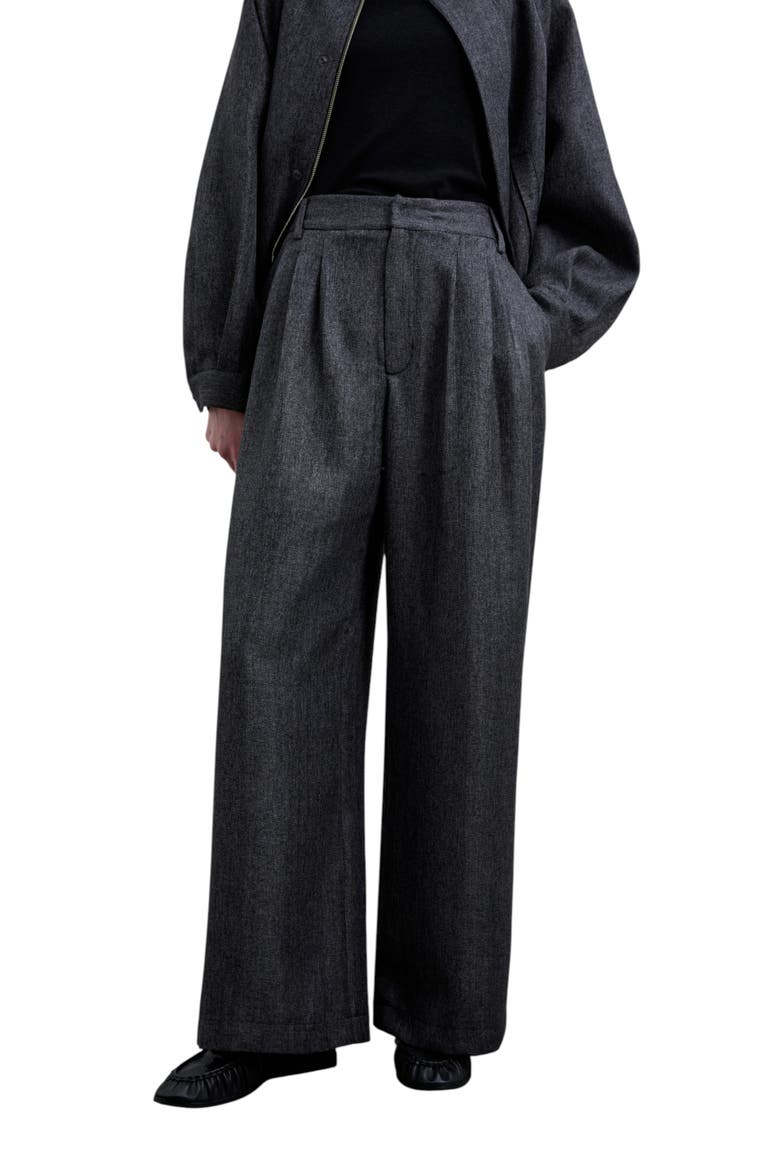 Herringbone Pleated Trousers, Main, color, Grey