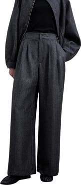 Scalpers Herringbone Pleated Trousers