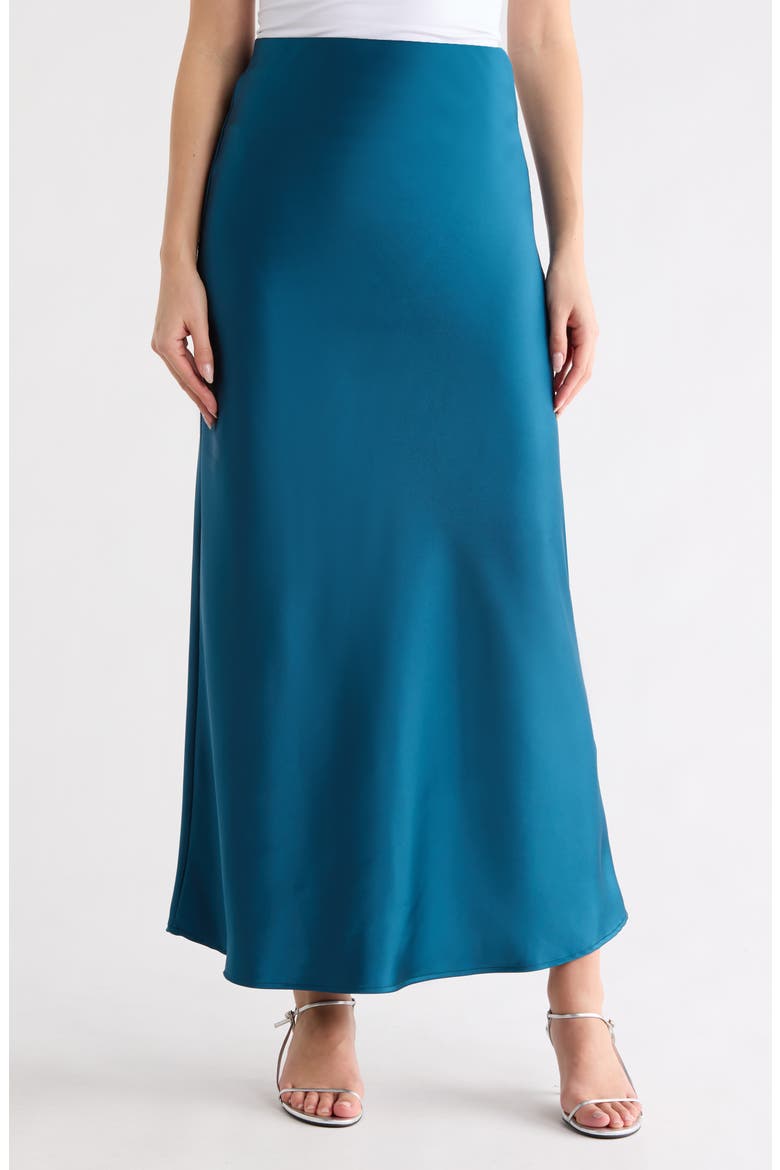Satin A-Line Skirt, Main, color, TEAL