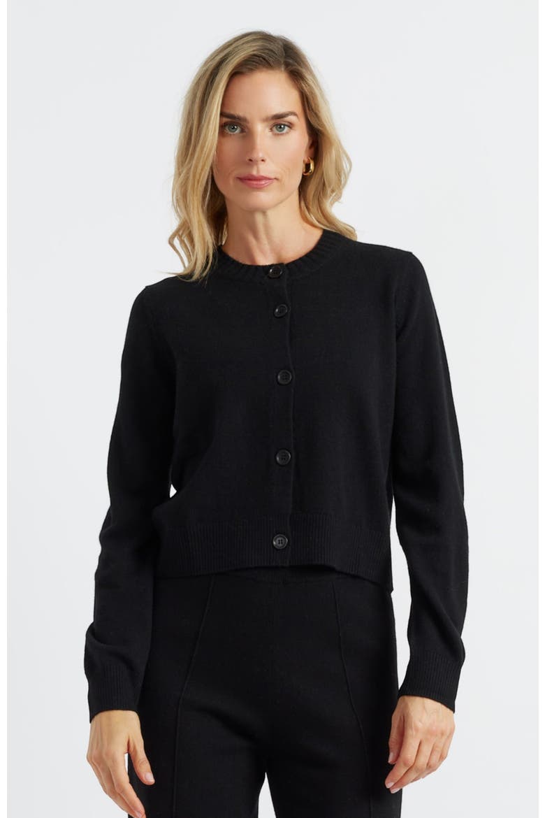 Wool Cashmere Cropped Cardigan, Main, color, Black