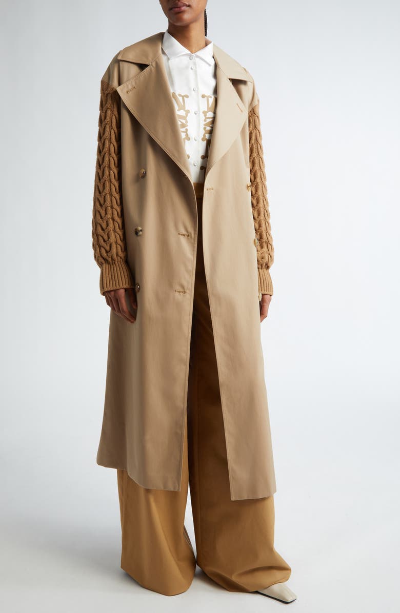Max Mara Cicladi Mixed Media Wool Blend Coat, Main, color,
