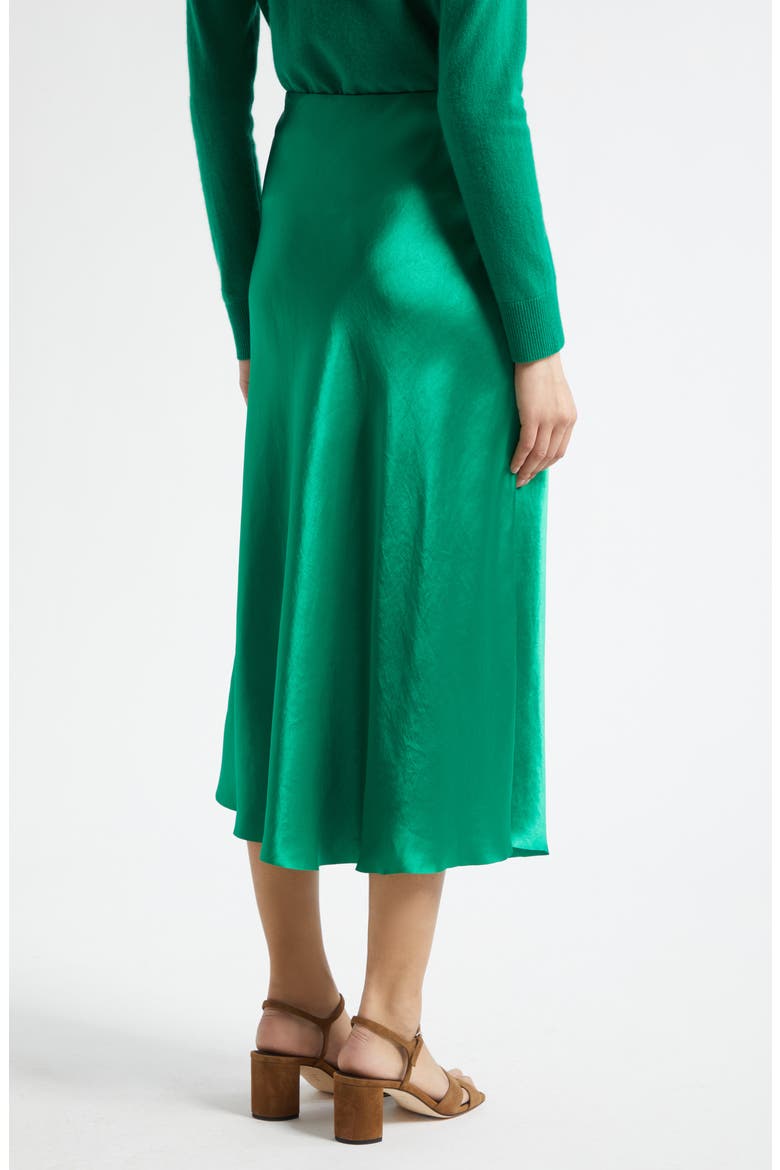 Bias Satin Midi Skirt, Alternate, color, EMERALD