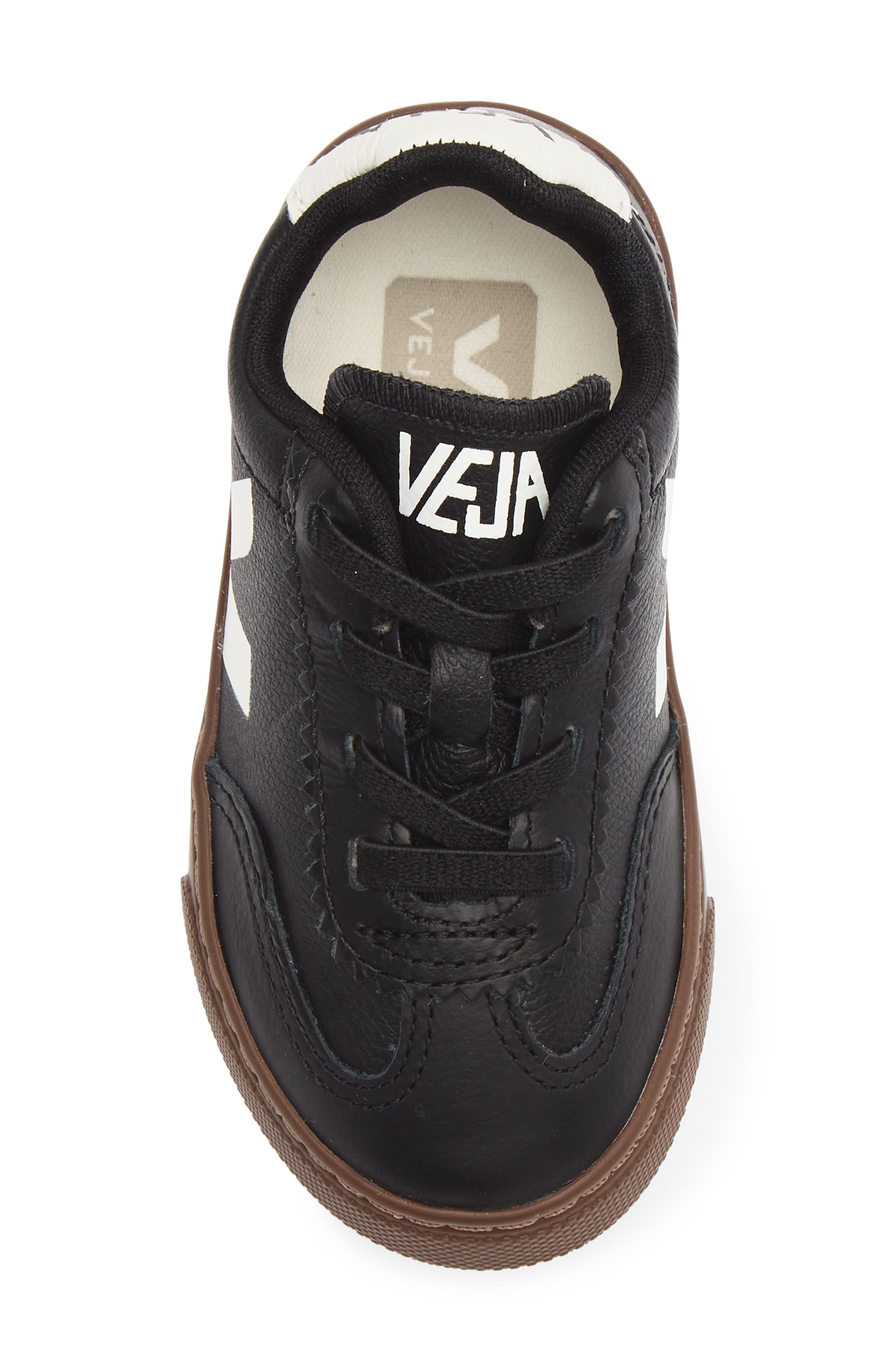 Kids' Volley Elastic Lace Sneaker, Alternate, color, BLACK WHITE BARK