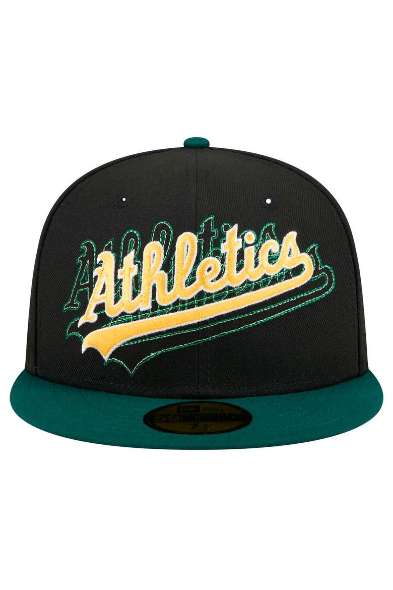 Men's New Era Black Athletics Shadow Stitch 59FIFTY Fitted Hat, Alternate, color, Black
