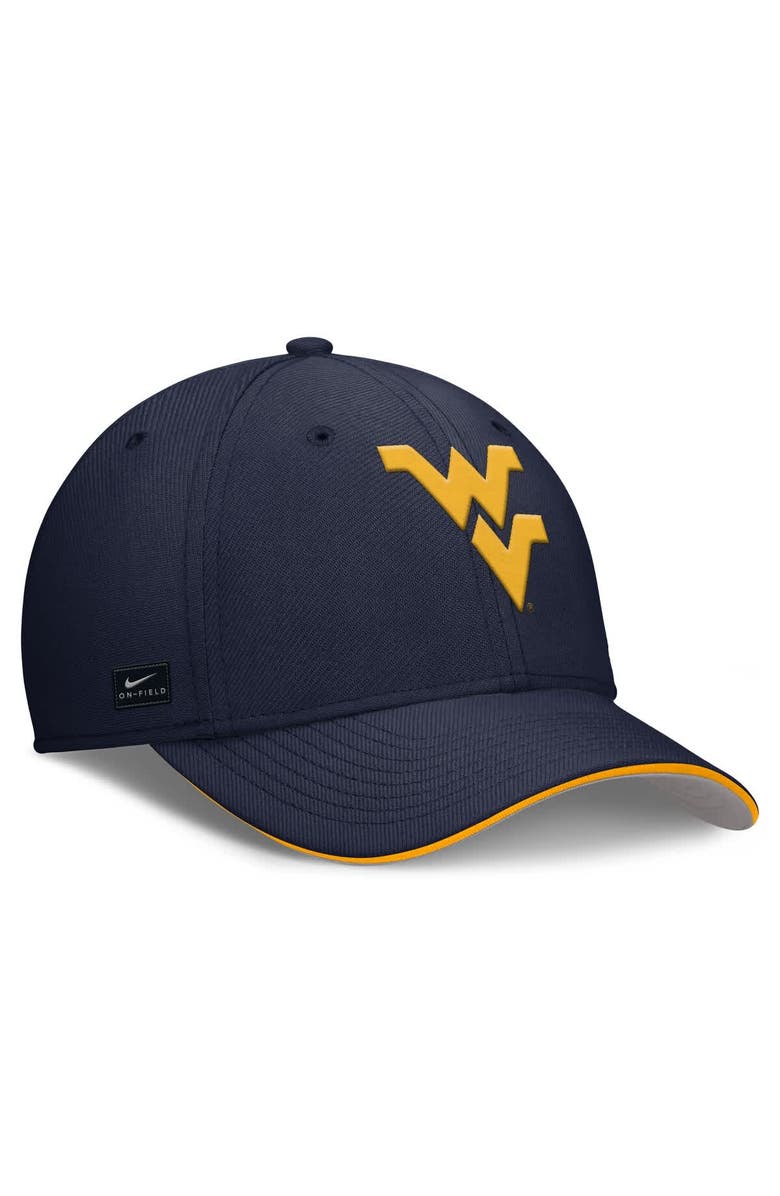 Nike Men's Nike Navy West Virginia Mountaineers 2025 Dugout Coaches Rise Swoosh Performance Flex Hat, Alternate, color, 