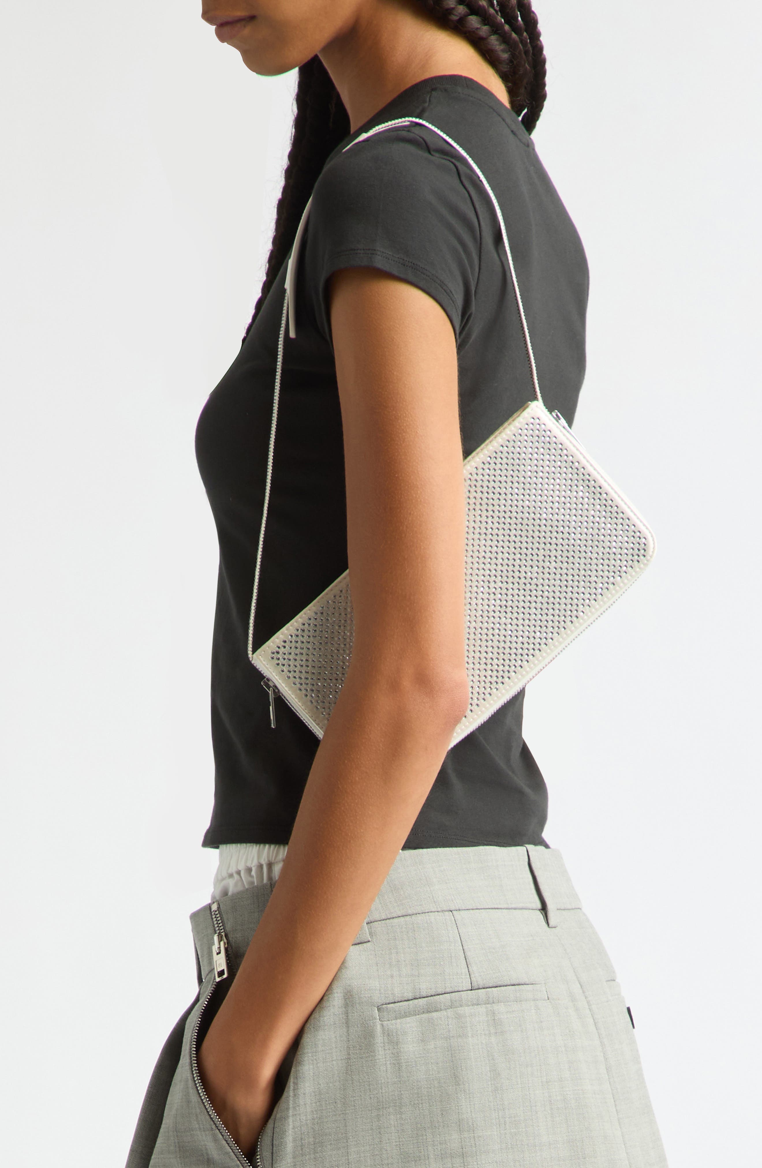 Siren Pochette Studded Leather Shoulder Bag, Alternate, color, VANILLA