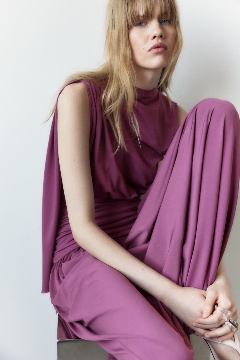 Draped Jersey Dress, Alternate, color, Purple