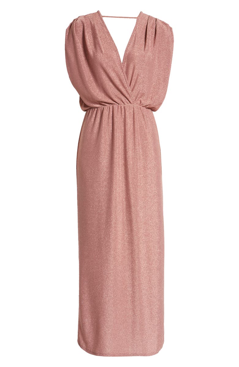Fraiche by J Metallic Knit Sleeveless Maxi Dress, Alternate, color, Mauve