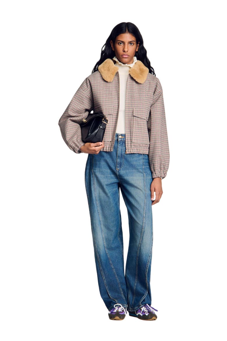 Faux fur-lined coat, Alternate, color, Brown