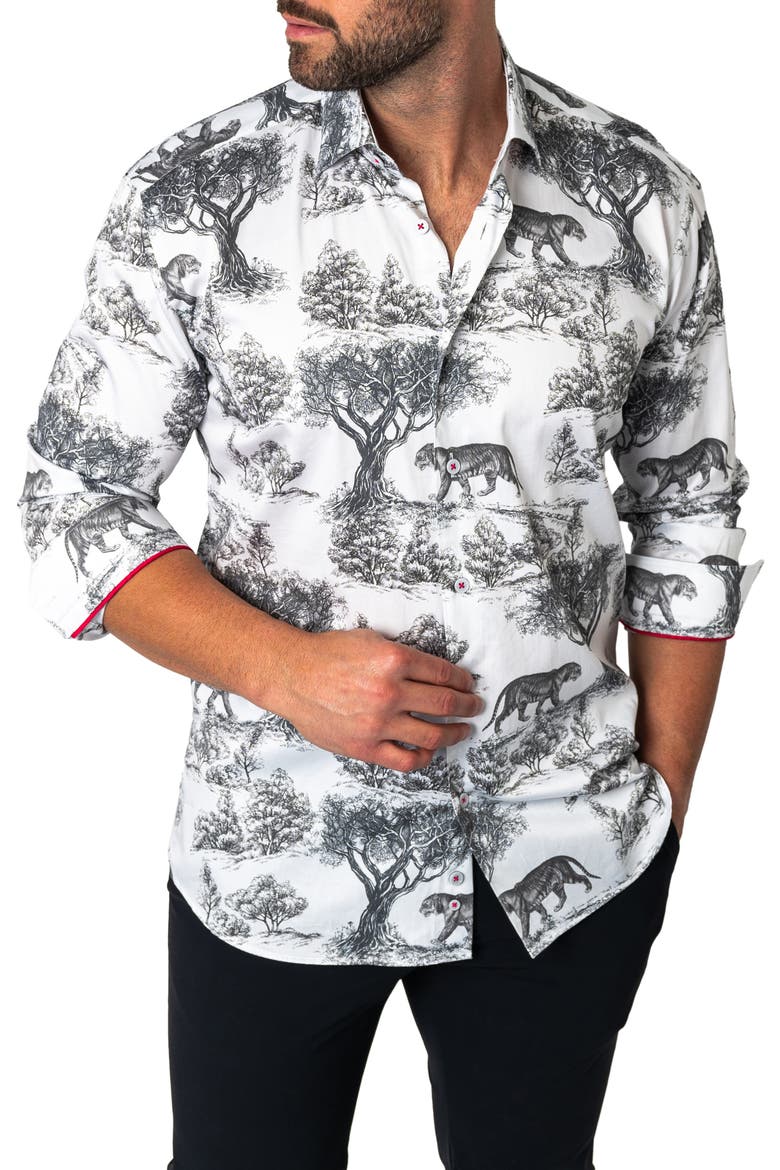 Fibonacci Regular Fit Kingdom White Button-Up Shirt, Alternate, color, WHITE