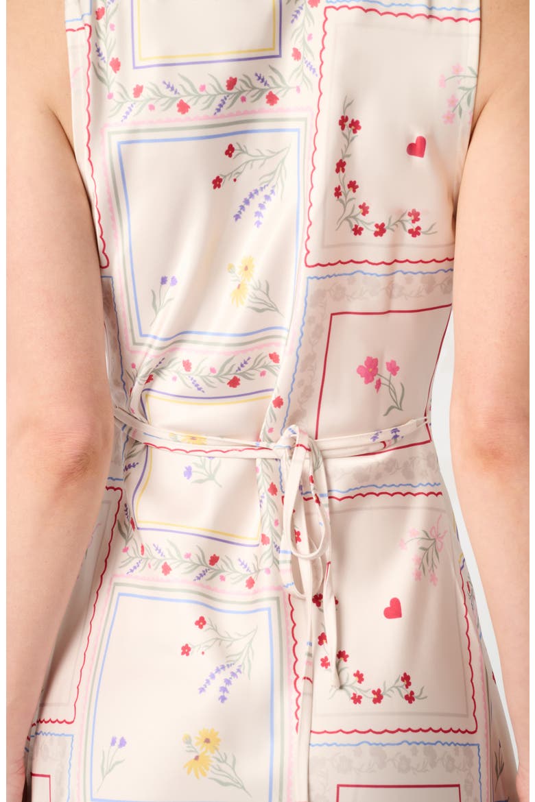 Boat Neck Satin Slip Dress, Alternate, color, IVORY MULTI