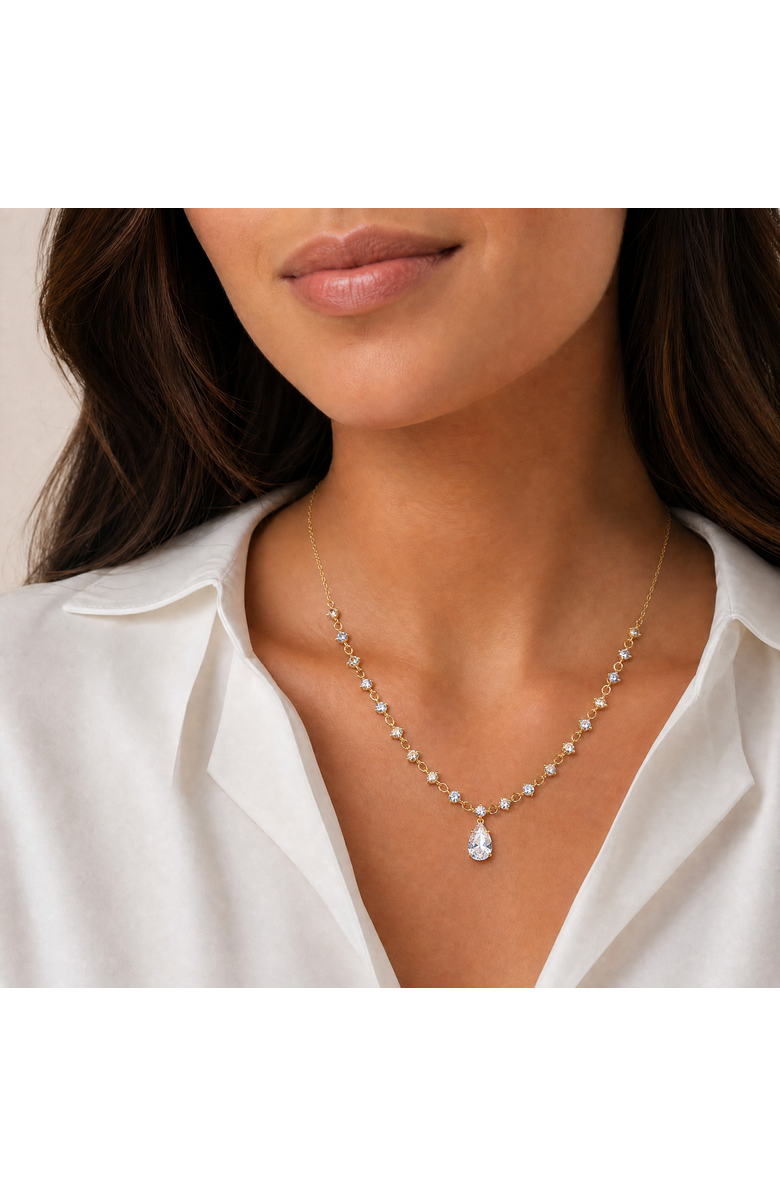 BY ADINA EDEN CZ Fancy Tennis W/ Pear Drop Necklace, Alternate, color, Gold