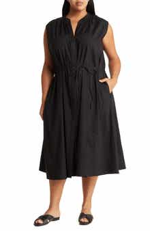 Vince Sleeveless Linen Blend Midi Dress