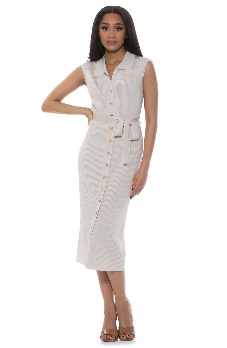 Alexia Admor Alia Rib Midi Dress, Alternate, color, Ivory