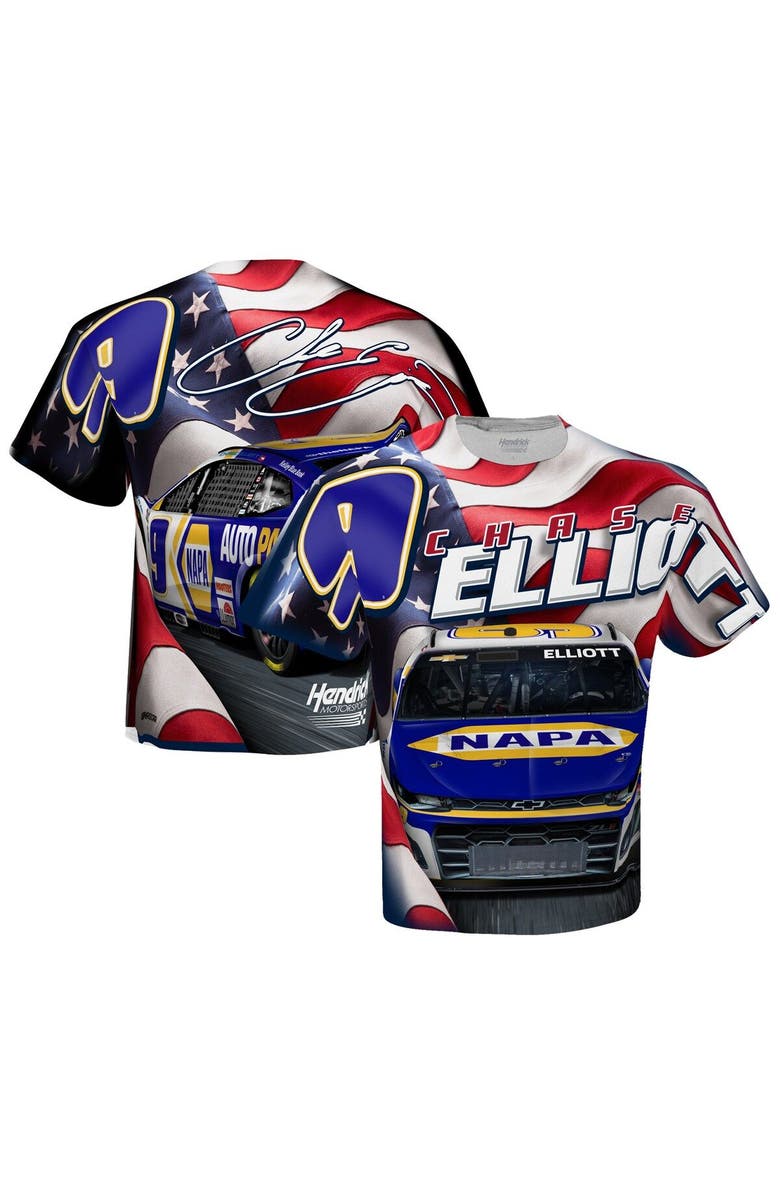 HENDRICK MOTORSPORTS TEAM COLLECTION Men's Hendrick Motorsports Team Collection White Chase Elliott Sublimated Patriotic T-Shirt, Main, color,