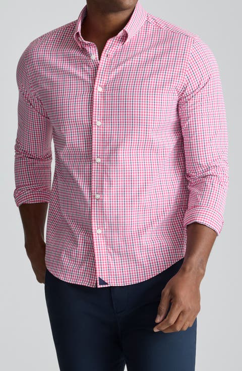 Almeida Gingham Check Performance Button-Down Shirt