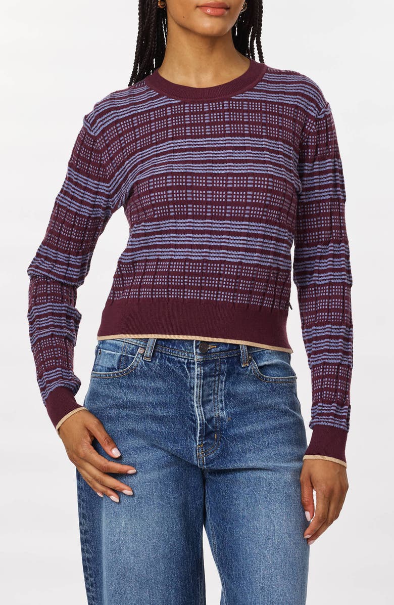Scotch & Soda Stripe Crewneck Sweater, Main, color, Fig