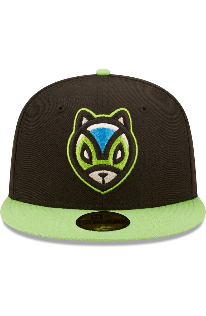 New Era Men's New Era Black/Green Ardillas Voladoras de Richmond Copa De La Diversion 59FIFTY Fitted Hat, Alternate, color, 
