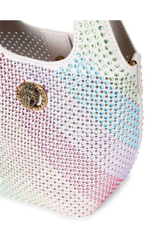 Kurt Geiger London Small Chelsea Crystal Leather Hobo Bag In Open White