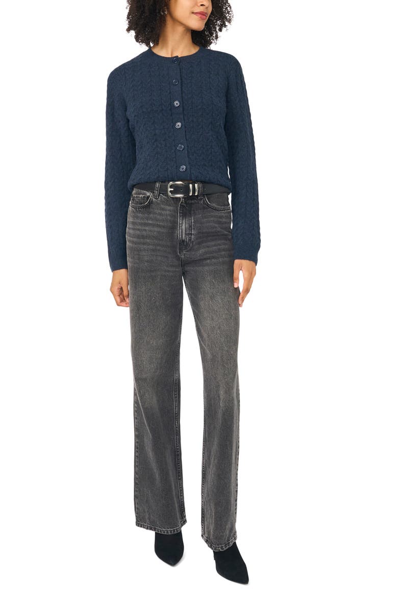 Cable Knit Cardigan, Alternate, color, VINTAGE BLUE