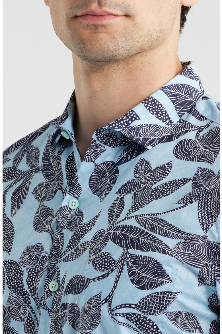 Branching Out Short Sleeve Button-Up Shirt, Alternate, color, SKY BLUE