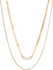 Nordstrom Cubic Zirconia Bar Layered Chain Necklace
