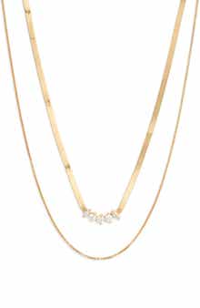 Cubic Zirconia Bar Layered Chain Necklace