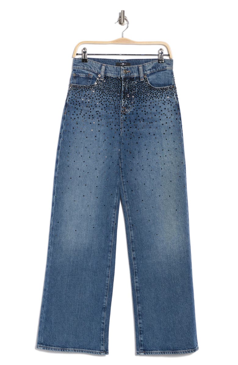 7 For All Mankind Crystal Embellished Low Waist Wide Leg Jeans, Alternate, color, 