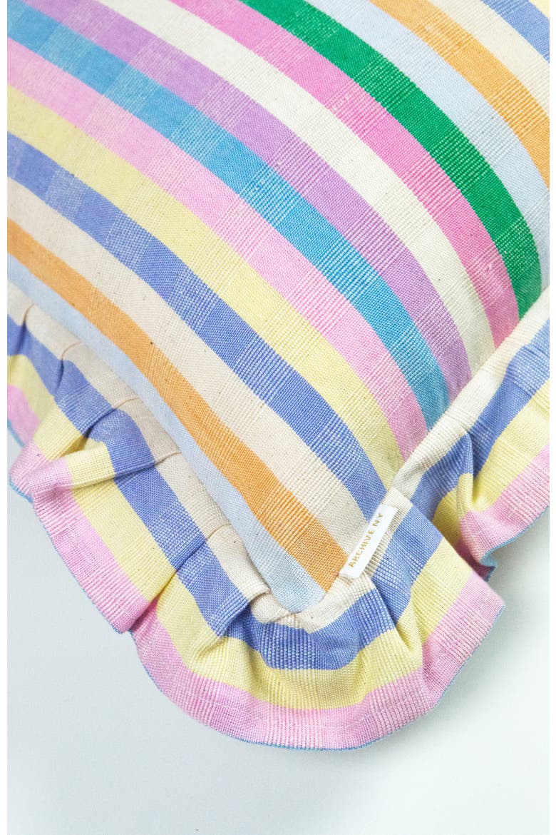 Handwoven Classic Ruffle Square Cotton Throw Pillow, Alternate, color, Multi