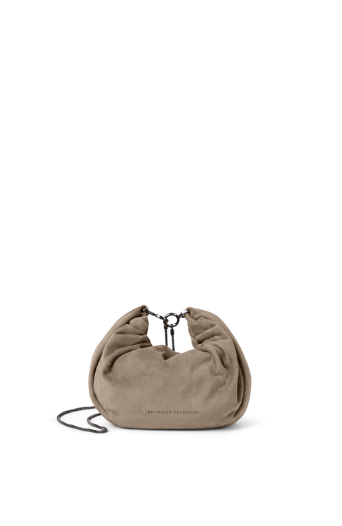 Brunello Cucinelli Suede Brioche Hobo Bag In Sage