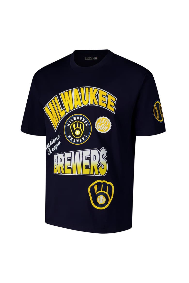 Men's Pro Standard Navy Milwaukee Brewers Turn It Up Dropped Shoulder T-Shirt, Alternate, color, Navy
