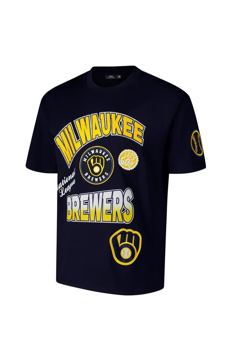 PRO STANDARD Men's Pro Standard Navy Milwaukee Brewers Turn It Up Dropped Shoulder T-Shirt, Alternate, color, Navy