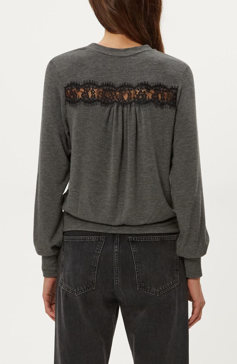 Michael Stars Esther Lace Inset Knit Top, Alternate, color, Charcoal