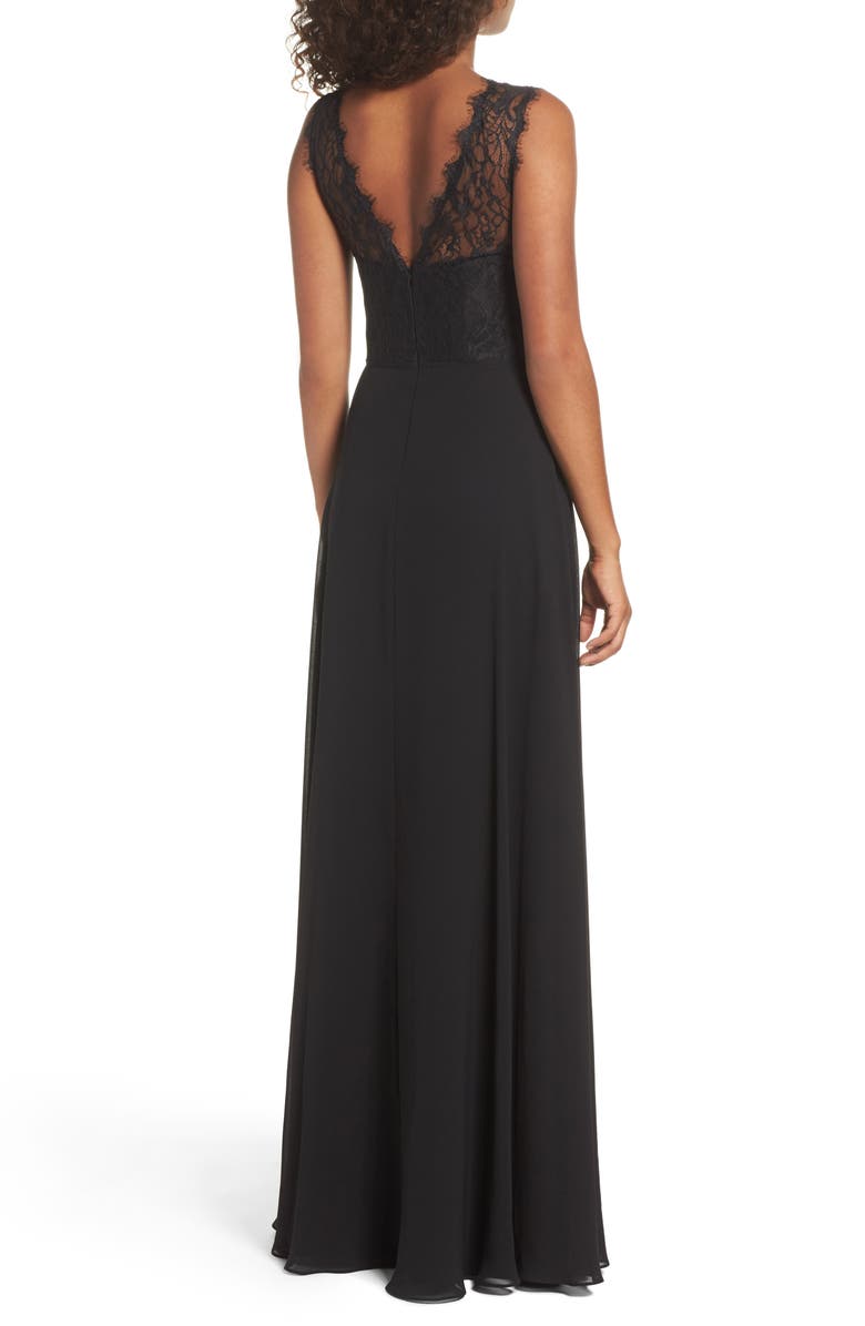 Hayley Paige Occasions Lace & Chiffon A-Line Gown, Alternate, color,