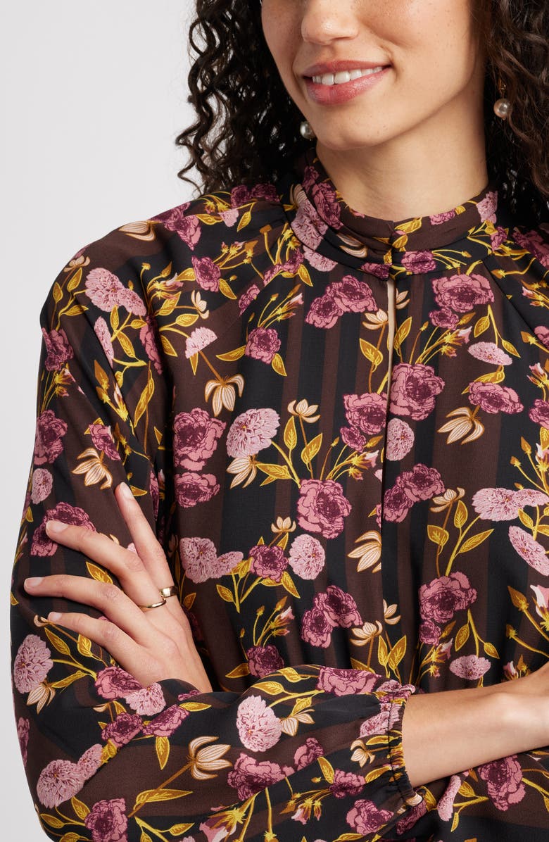 Chelsea28 Long Sleeve Ruffle Midi Dress, Alternate, color, Black- Yellow Molly Bloom