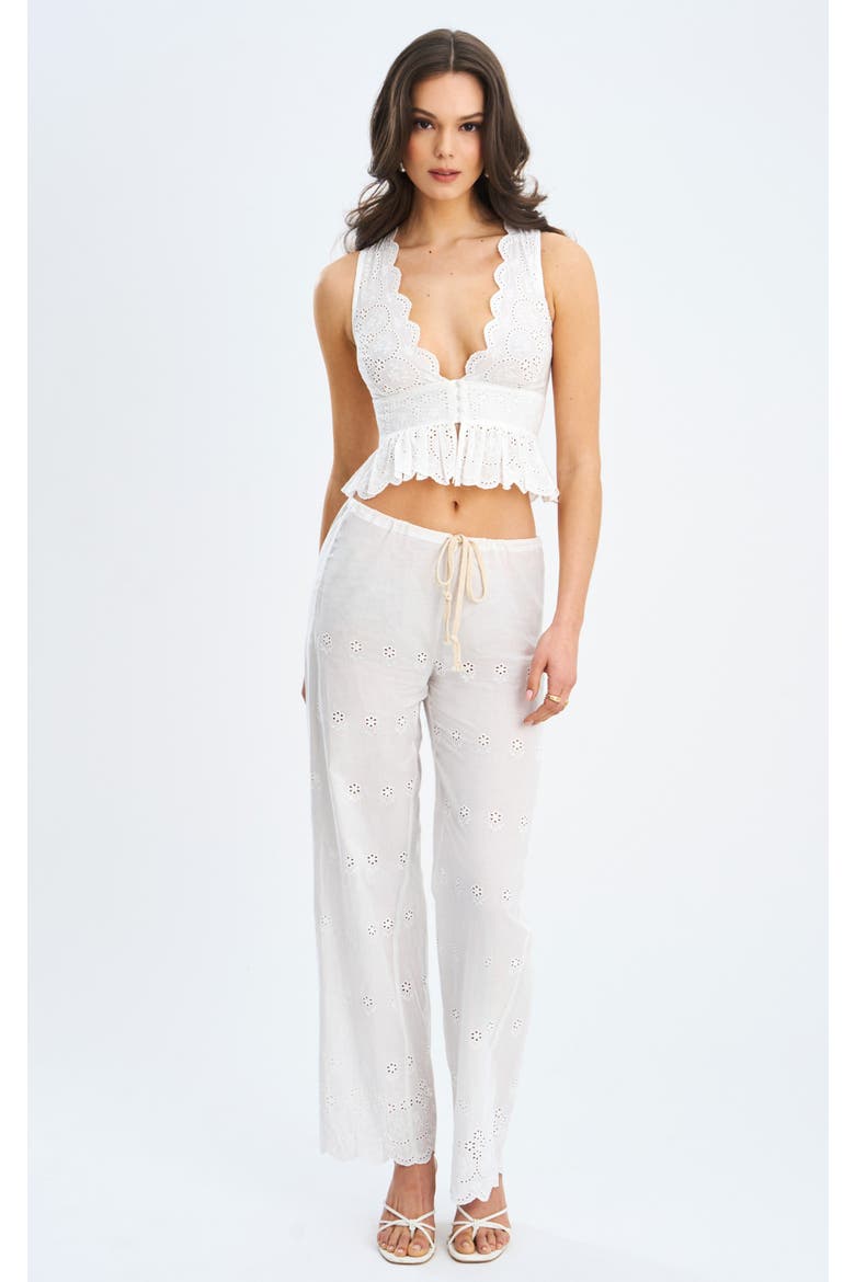 Raina Cotton Eyelet Straight Pants, Alternate, color, White