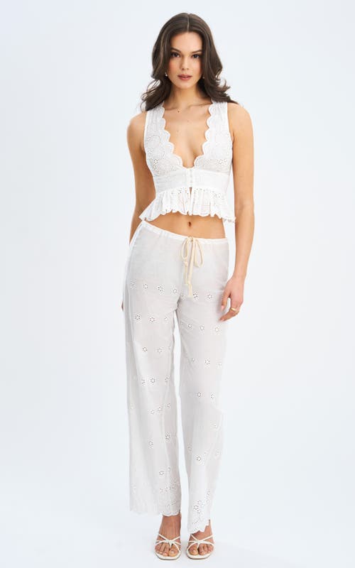 Miss Circle Raina Cotton Eyelet Straight Pants In White